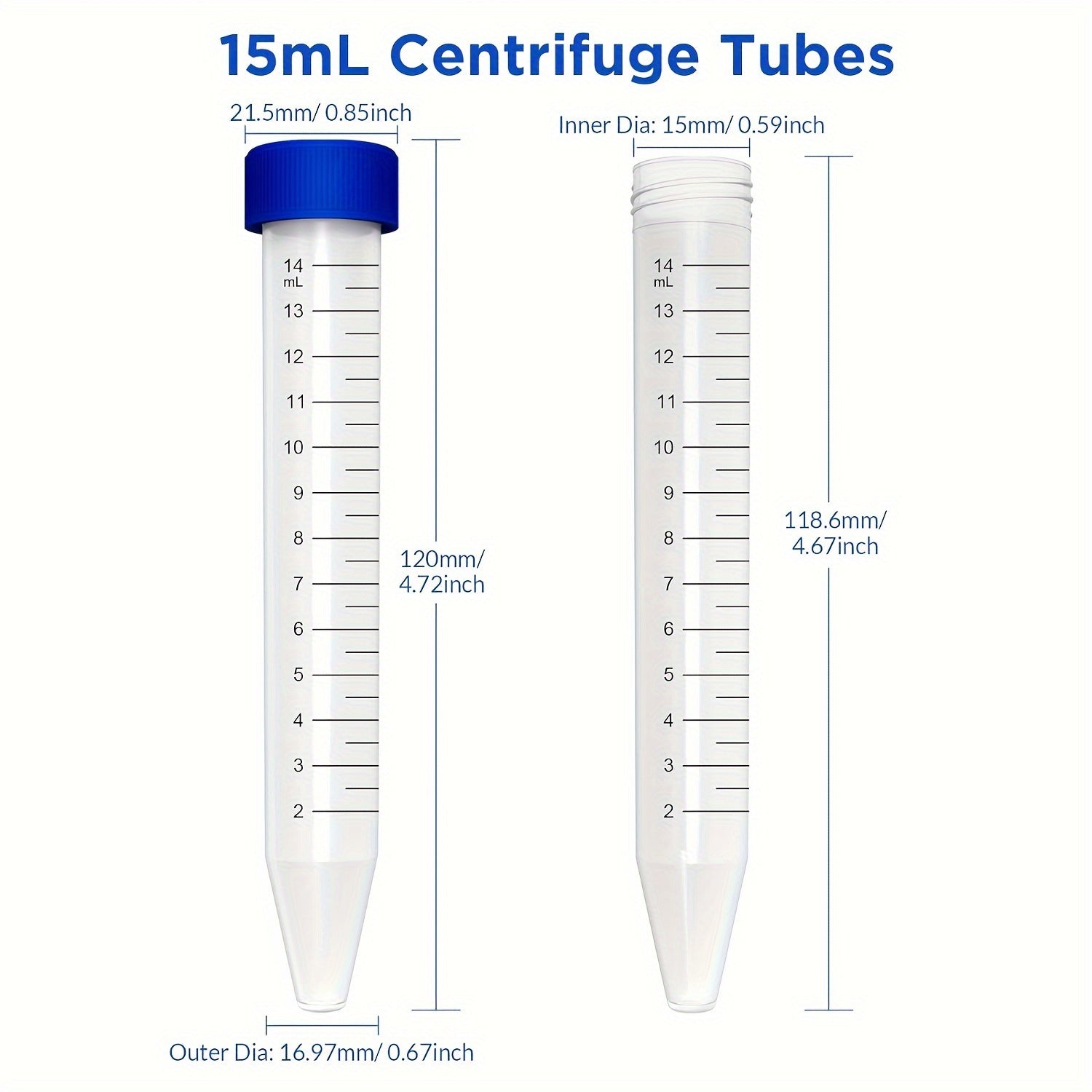 20pcs 15mL Conical Centrifuge Tubes Microcentrifuge Tube Sterile