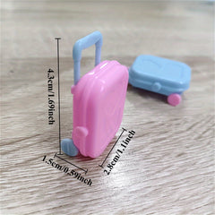 2pcs Mini Suitcases Trolleys Doll House Decoration