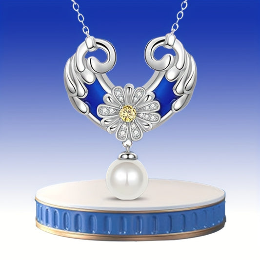 Heart Pendant Necklace Wings Flower Anniversary Gift Couple Necklace