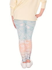  Boho Pants Women's Plus Floral Ombre High Stretch Leggings