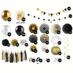 88pcs Golden Party Decor Set Birthday Decorations