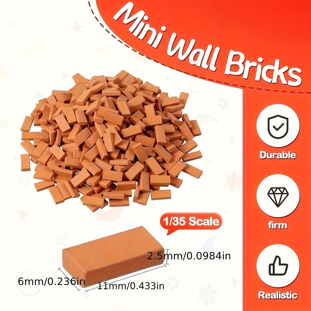 Realistic Brick Set with Red & Orange Blocks for Model Building