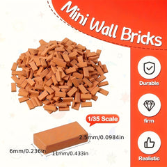 Realistic Brick Set with Red & Orange Blocks for Model Building