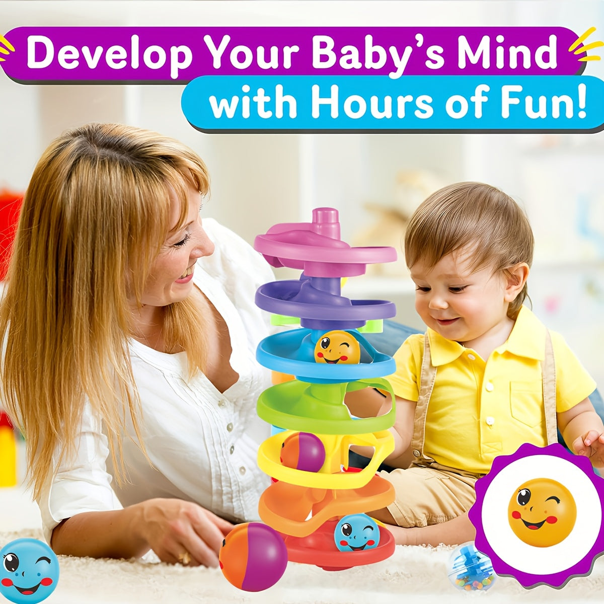 Ball Drop and Roll Tower Toy for 6M Kids