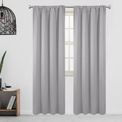 Thermal Insulated Blackout Curtains Rod Pocket Silvery Gray
