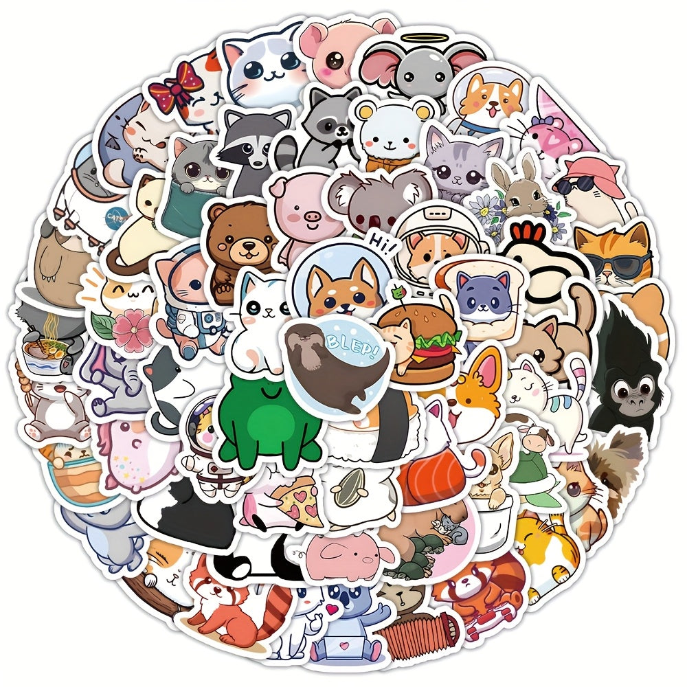 100 Cartoon Animal Stickers Waterproof Self Adhesive Decals
