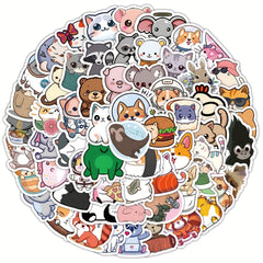 100 Cartoon Animal Stickers Waterproof Self Adhesive Decals