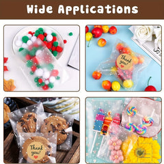 100pcs Self Adhesive Polka Dot Cellophane Cookie Bags