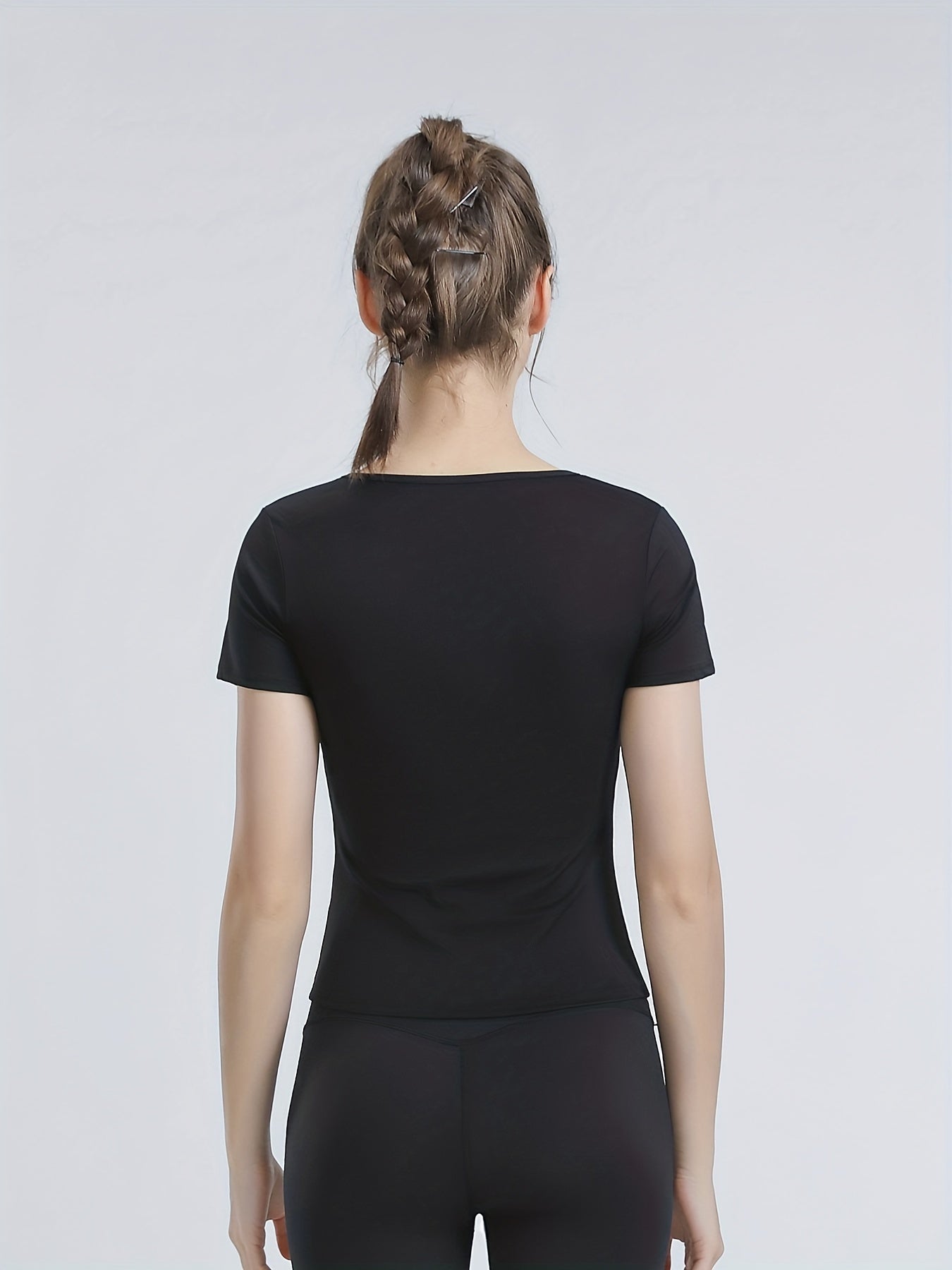 Women's Summer Slim Leisure Sports Short Sleeve T-shirt Solid