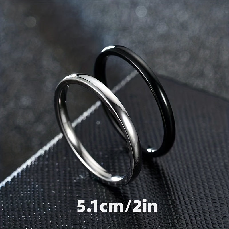 2 Stylish 2mm Stainless Steel Rings for Men and Women