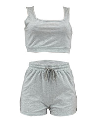 Sporty Two Piece Set Crop Tank Top & Shorts Outfit