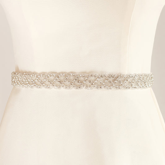 Rhinestone Bridal Belt Crystal Wedding Dress Silver