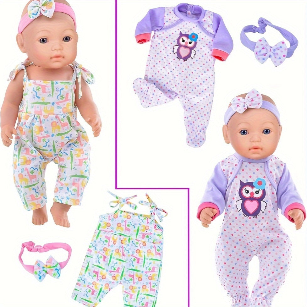 10 Pcs Reborn Doll Clothes & Accessories Long Sleeve Set for 25-33 cm Baby