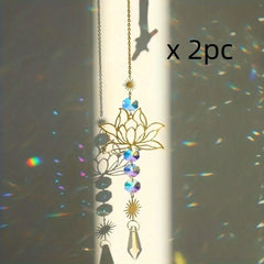 Lotus Flower Crystal Sun Catcher Wind Chime for Decor