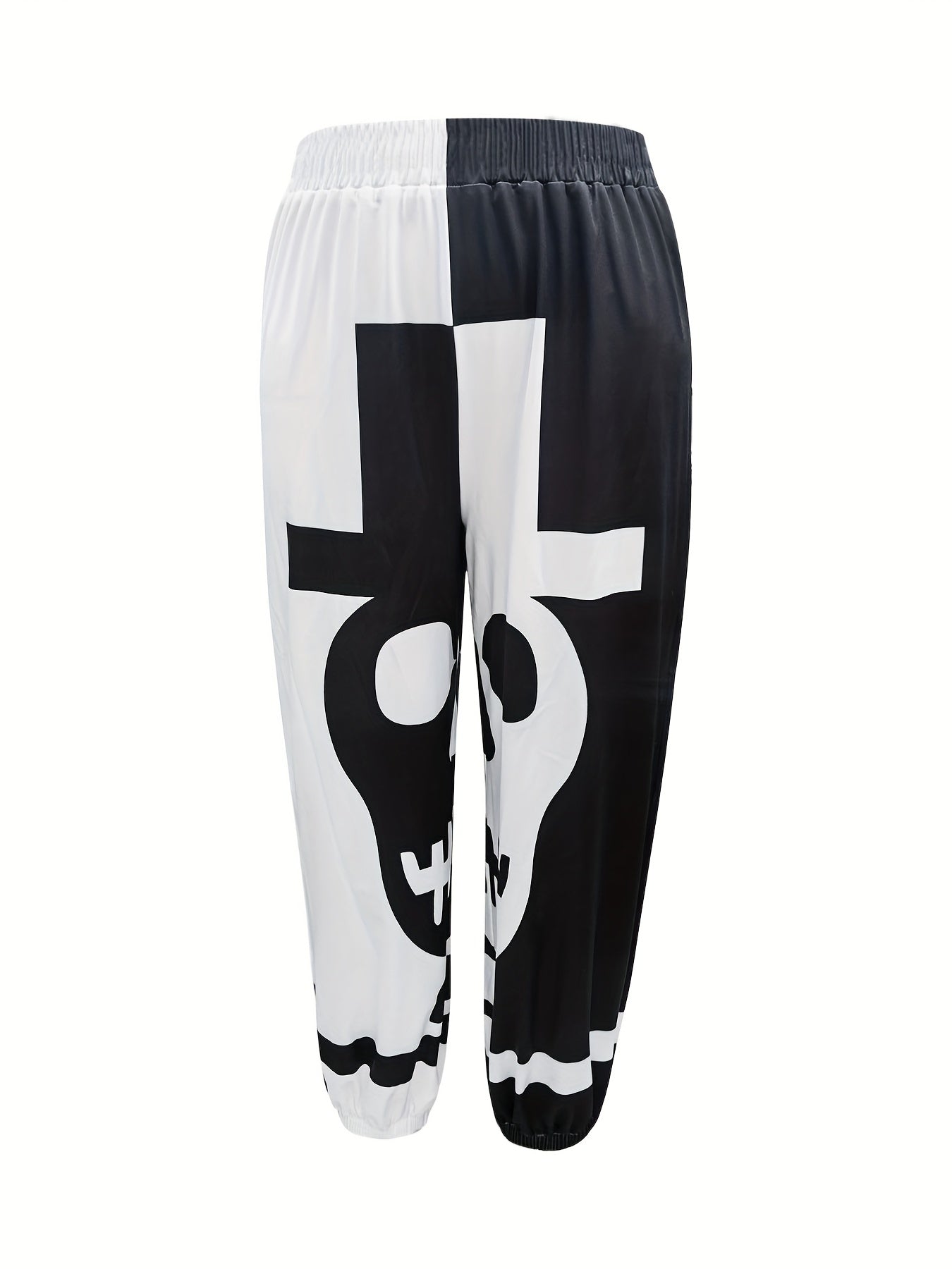  Halloween Sporty Pants Women's Plus Colorblock Skull Print