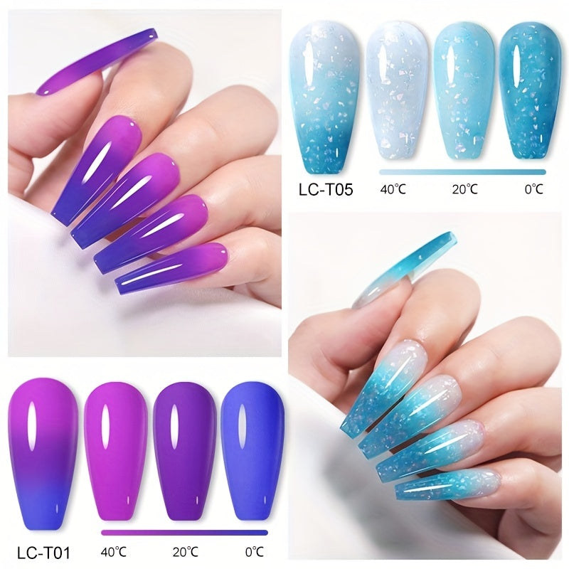 15ML Temperature Changing Gel Nail Polish Pink Red Glitter Nail Polish