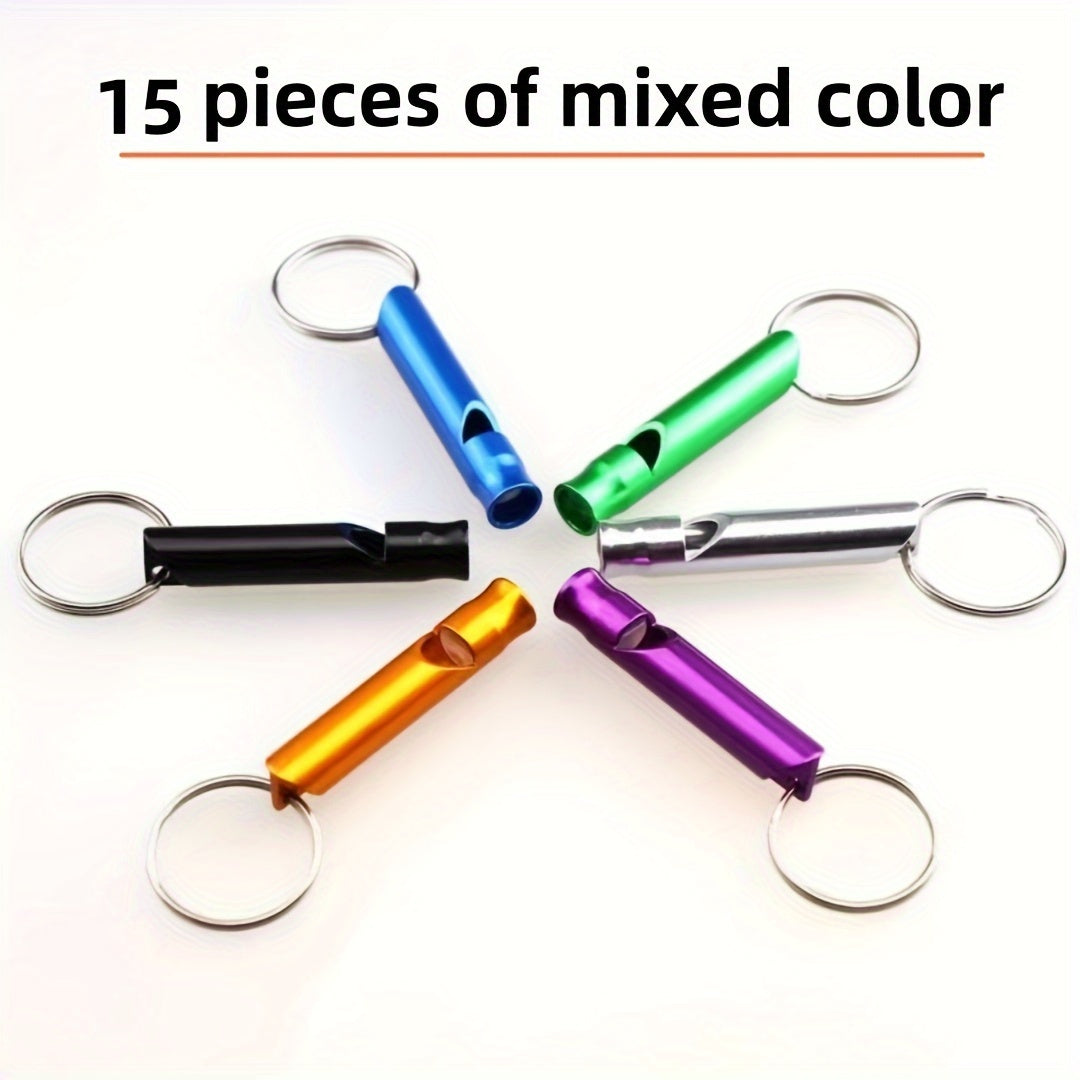 15pcs Emergency Whistle Pendants Key Chain DIY Accessories