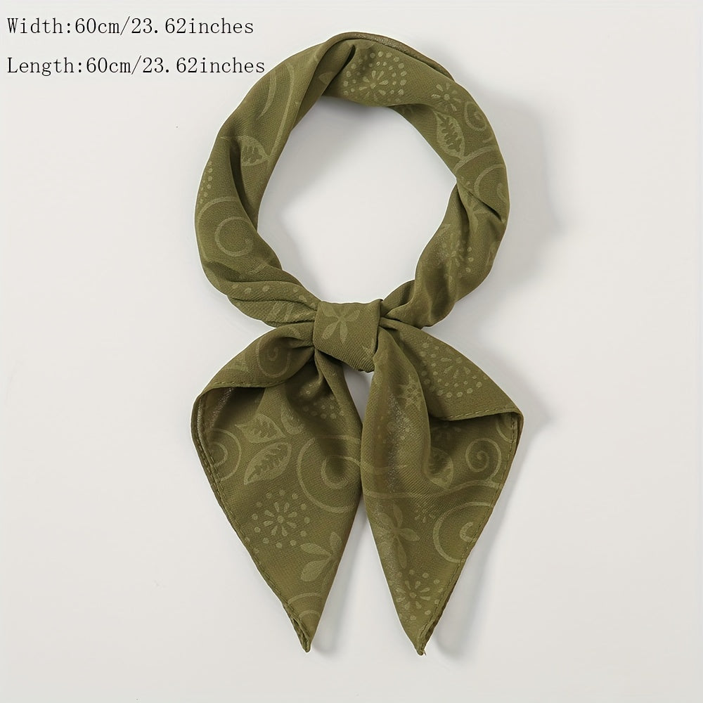 Embossed Chiffon Square Scarf Solid Bandana Head Wrap Neckerchief