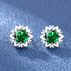 Snowflake Zircon Stud Earrings 18K Plated Wedding Party Jewelry Gift