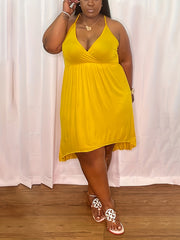  Women's Sexy V Neck Spaghetti Strap Dress