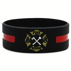 Firefighters Fireman Fire Guard Rubber Bracelet Stretchy Silicone Wristband