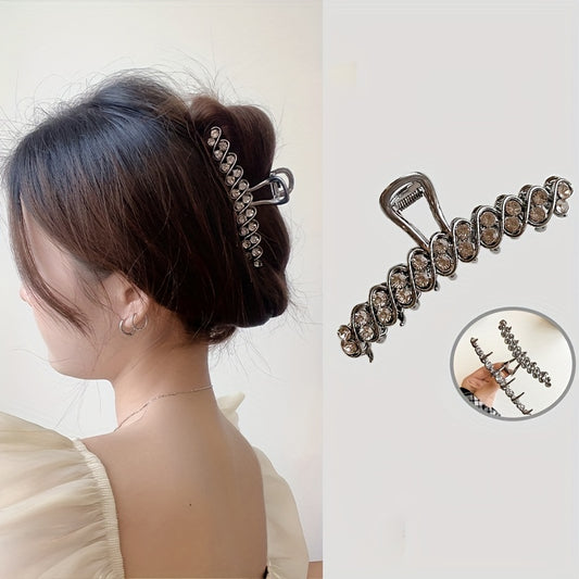 Rhinestone Hair Claw Nonslip Ponytail Holder for Women