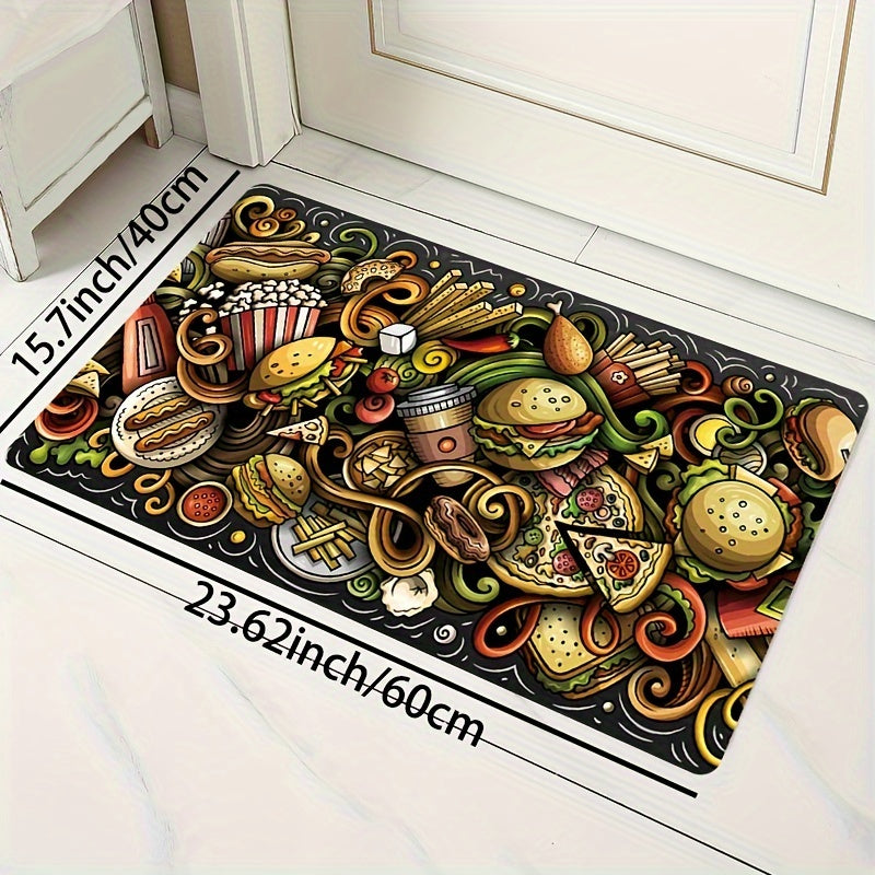 Cartoon Pattern Rug Hand-Painted Stylish Carpet Machine Washable Floor Mat