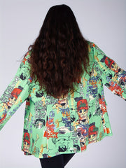  Graffiti Print Double Breast Blazer
