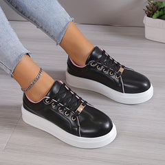 Women's Solid Kate Shoes Casual Round Toe Lace Up Low Top Sneakers