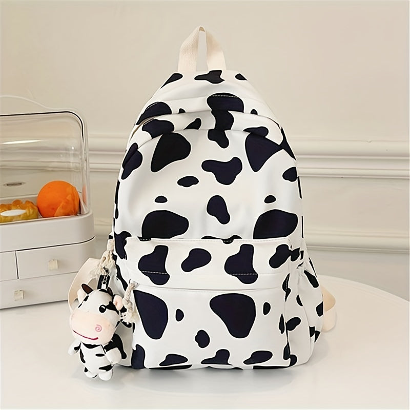 Cow Pattern Backpack Schoolbag Large Capacity Speckled Backpack