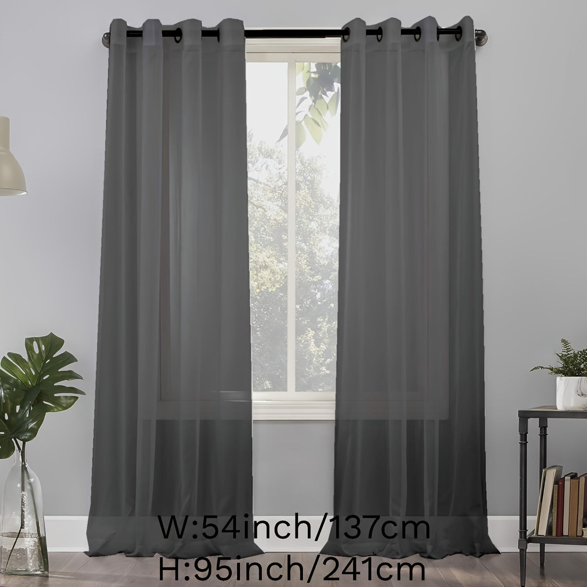 1 Panel Sheer Grommet Top Voile Curtain for Home Decor