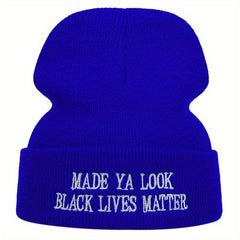 Knitted Hat Embroidery Ski Winter Beanie Skullies Cap Hip H