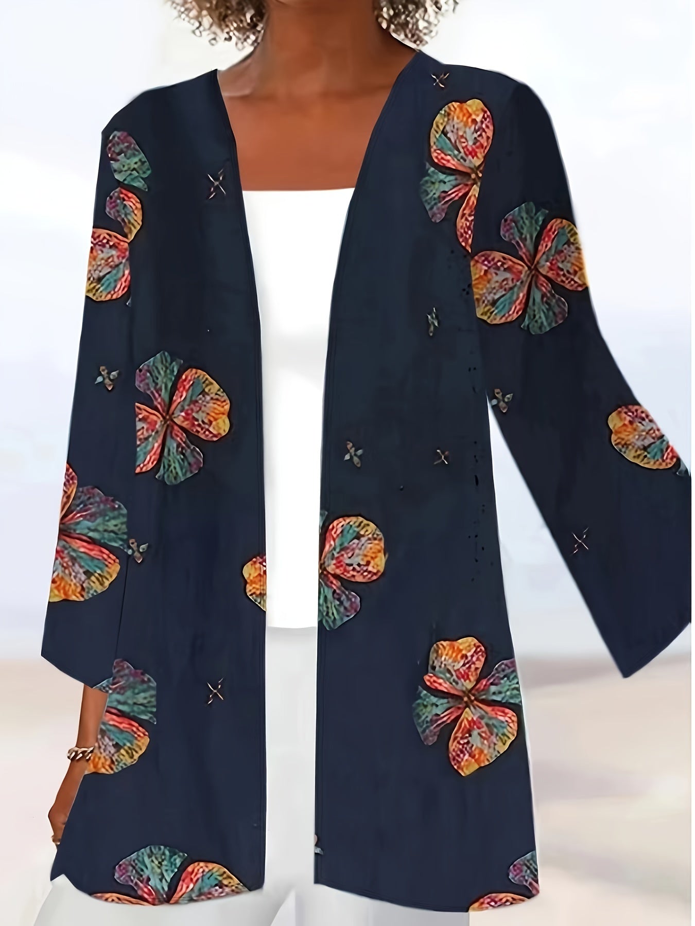  Shamrock Print Long Sleeve Cardigan