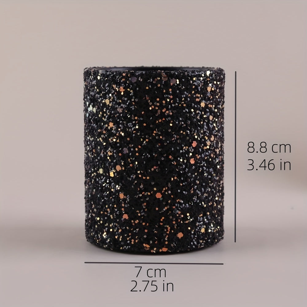 Glitter Makeup Brush Holder Sequin Decor Pencil Cup - Desk Organizer Cup