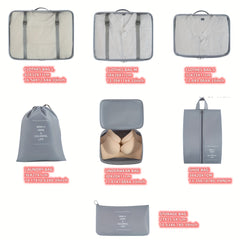 7pcs Luggage Packing Organizer Set Lightweight Handheld Packing Cubes