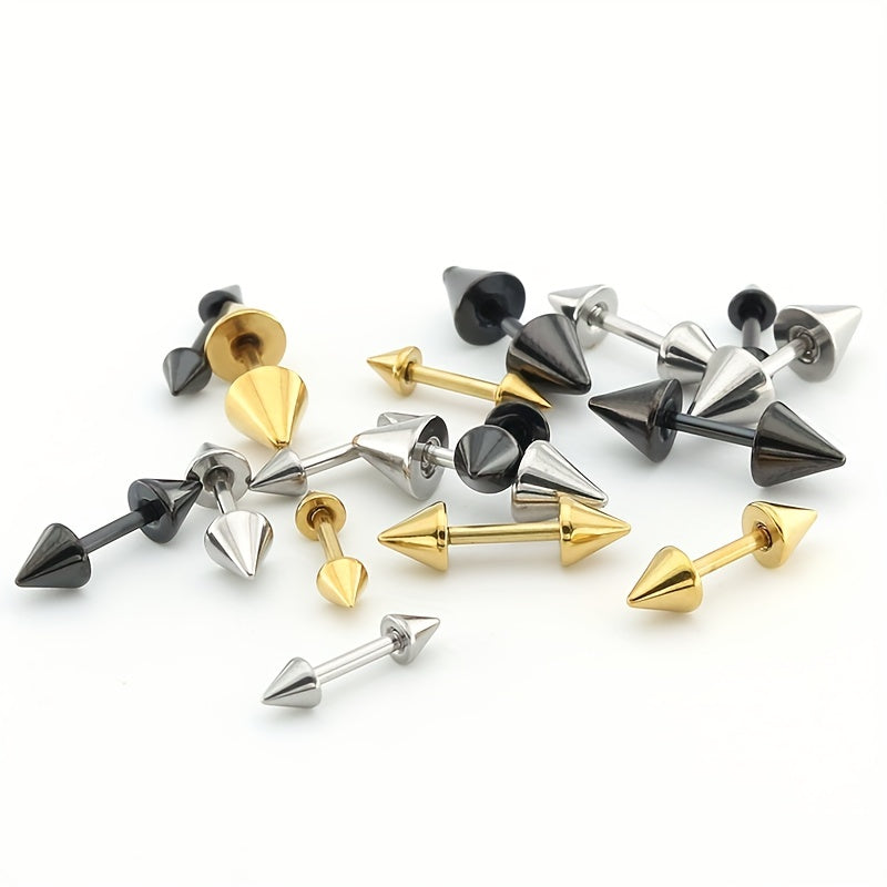 Stainless Steel Cone Earrings Double Pointed Piercing Jewelry