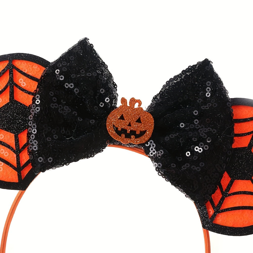 Halloween Mouse Ears Sequin Bow Costume Headgear for Women and Girls