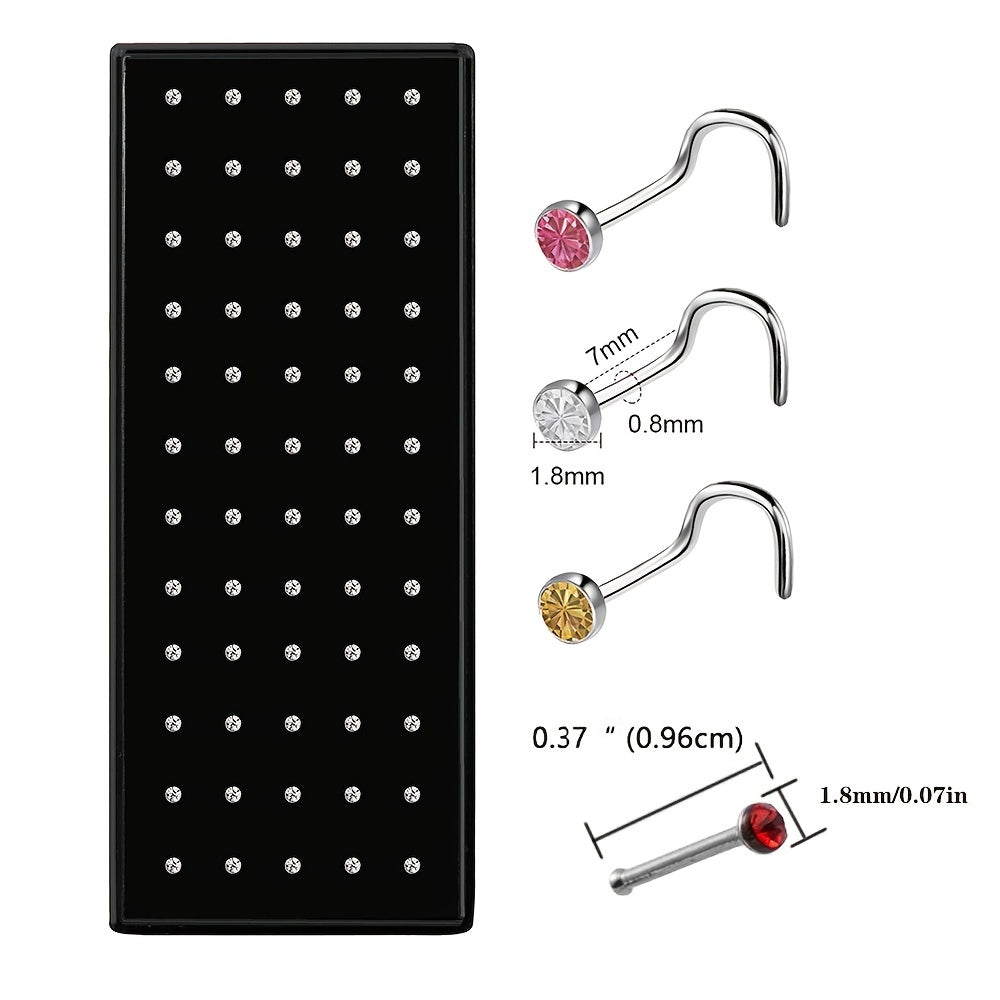 40pcs Men's Stainless Steel Nose Ring Jewelry Hypoallergenic Nose Stud Earrings