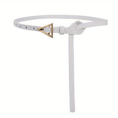 Triangle Metal Buckle Thin Belt Solid Women's Knotted Belt