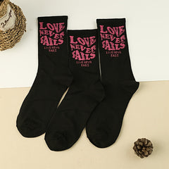 1 2 3 Pairs Letter Print Socks Women's Mid Tube Stockings