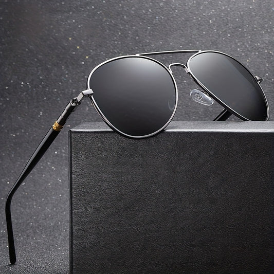 Men's Mixed Alloy Polarized Sunglasses Vintage Pilot Sun Glasses