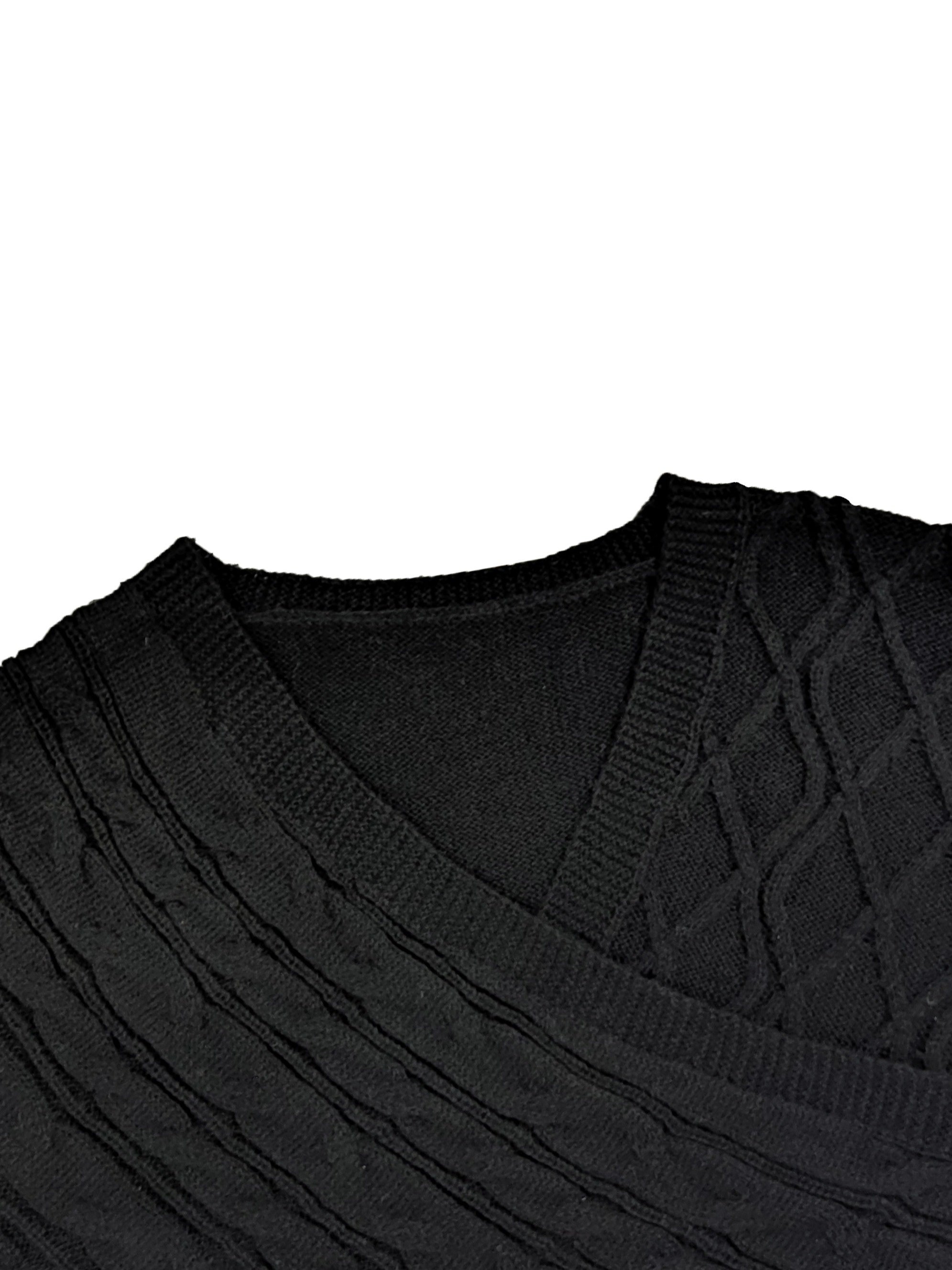  Cable Knit Wrap Cross V Neck Jumper