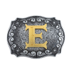 Western Denim Letter E Belt Buckle With Cloud Edging