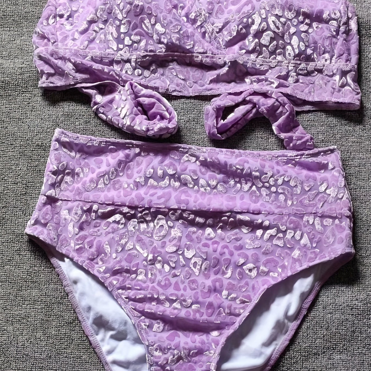  Leopard Longline Bra & Underwear Swimsuit Set