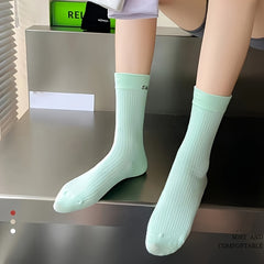 Letter Print Socks Comfy & Breathable Mid Tube Socks