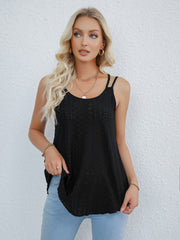 Solid Ruched Cami Top Spaghetti Crew Neck Summer Sleeveless Top