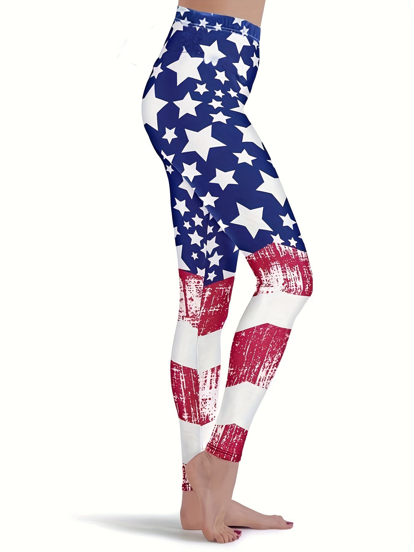 Flag Print Skinny Leggings Casual Every Stretchy Leggings Women's Clothing