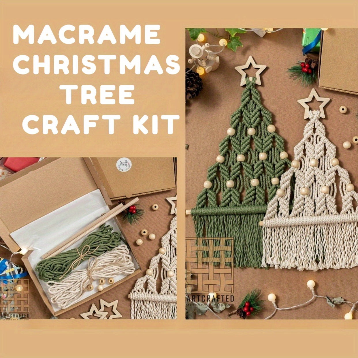 2pcs Woven Christmas Tree DIY Kit Christmas Crafts Gift Kit