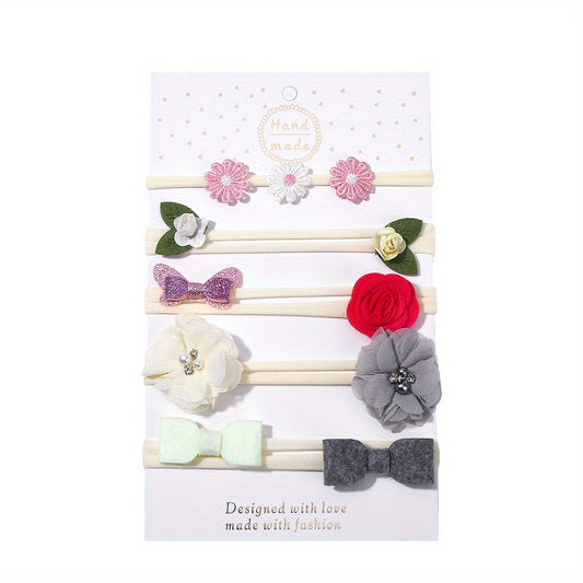 9pcs Flowers Bow Headband Hair Accessories for Baby Girls
