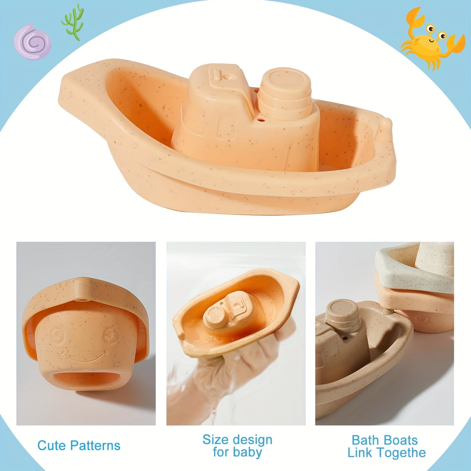 Colorful Stacking Cups & Boat Set for Babies Bath & Water Play